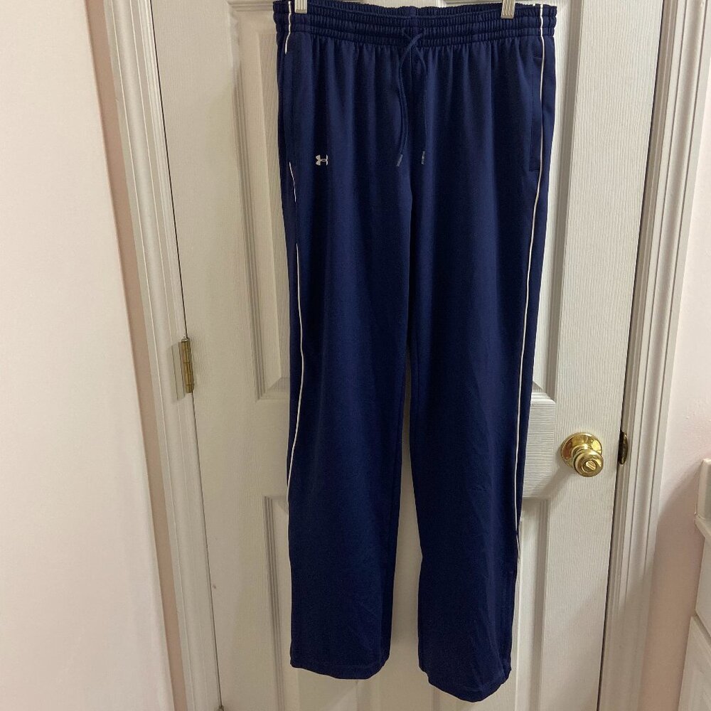 Under Armour Navy Sweatpants with pockets & white striping (M)